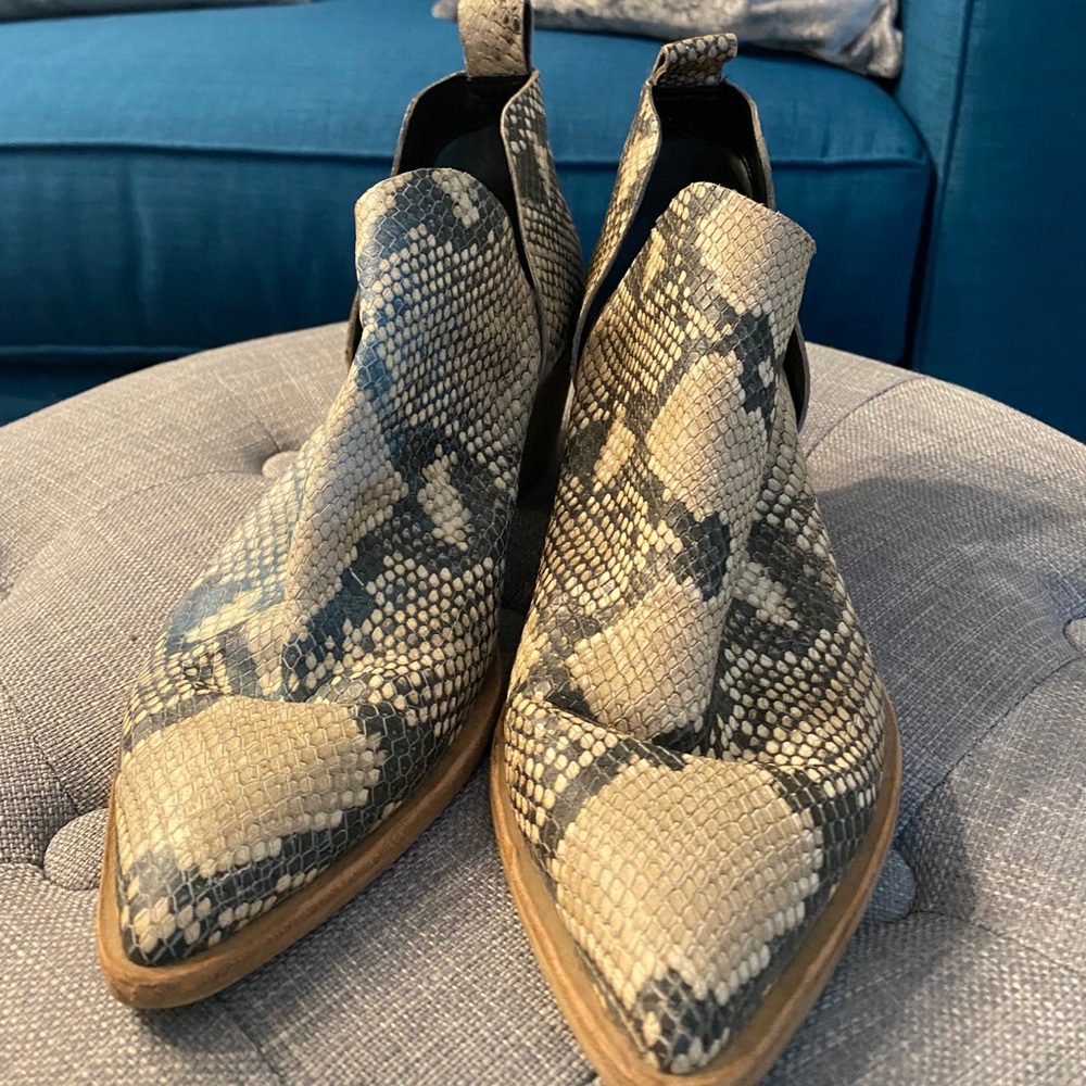 DV snakeskin bootie.